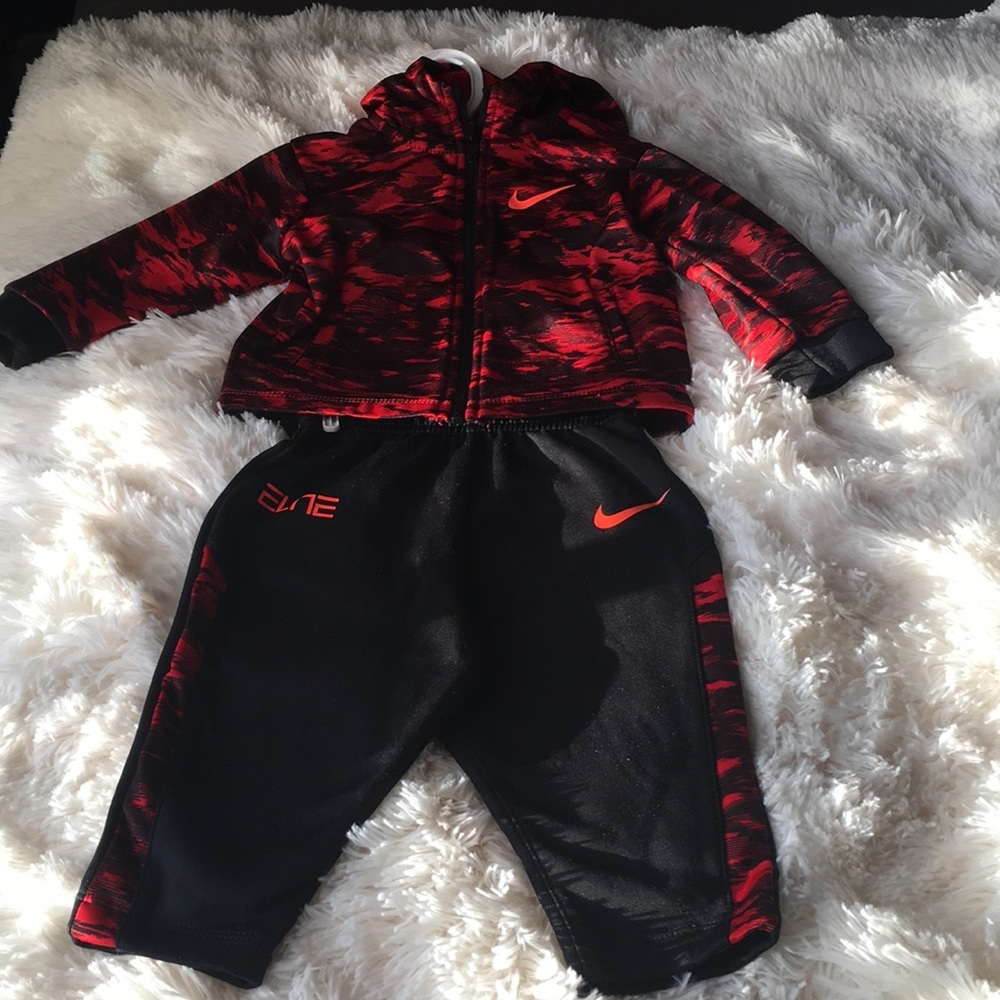 Baby Boy Nike Track Suit. Black Red/orange swoosh